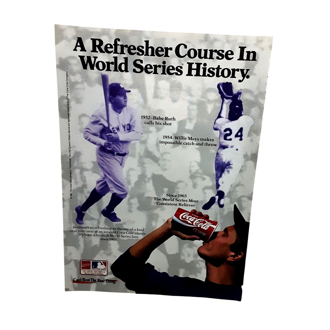 1991 Coca Cola Print Ad Babe Ruth Willie Mays World Series Baseball - Etsy