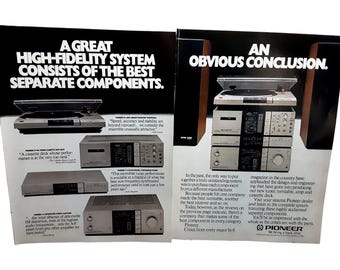 1982 Pioneer High Fidelity Stereo System Original Print Ad vintage 80s