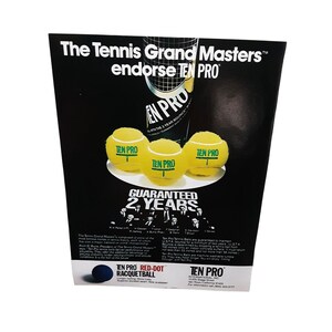 1977 Ten Pro Tennis Balls Grand Masters Original Vintage Print Ad 70s