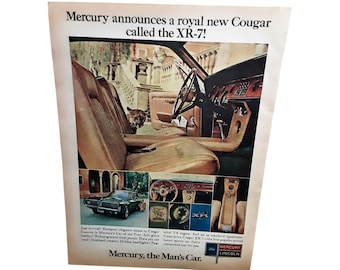 1967 Mercury Cougar XR-7 Vintage Car Ad Mercury Lincoln Cougar