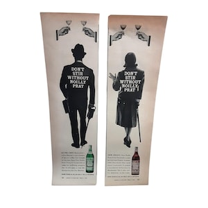 1960 Noilly Prat Vermouth Two Page Bar Liquor Vintage Print Advertisement 3 x 11