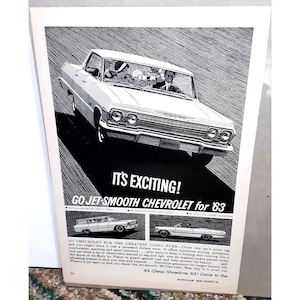 1963 Chevy Jet Smooth Impala Bel Air Chevy II Corvair 2 Page Print Ad vintage 60s
