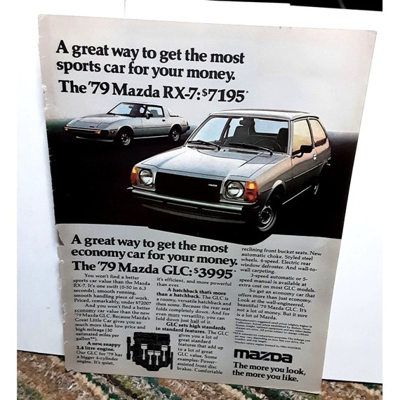 1979 Mazda RX-7 Car and Mazda GLC Original Print Ad 70s - Etsy