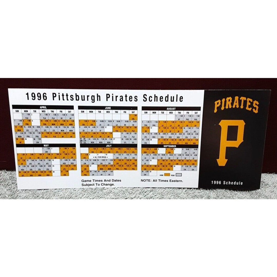 1996 Pittsburgh Pirates Baseball Schedule Unfolded Giant Eagle Etsy