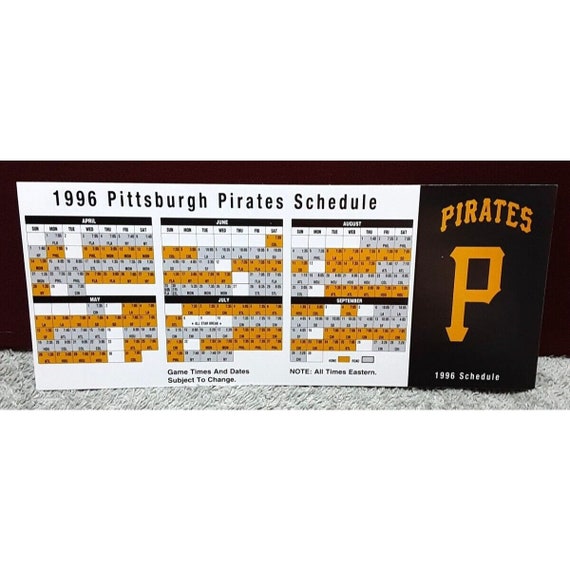 1996 Pittsburgh Pirates Baseball Schedule Unfolded Giant Eagle