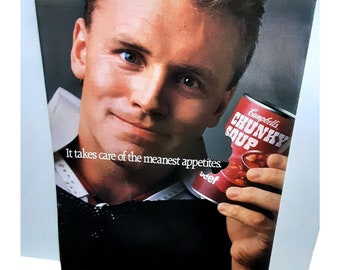 1987 Howie Long Raiders Campbells Chunky Soup Original Print Ad vintage 80s