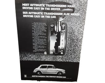 Vintage 1970 Austin America Car Ad Automatic Transmission Authentic Original