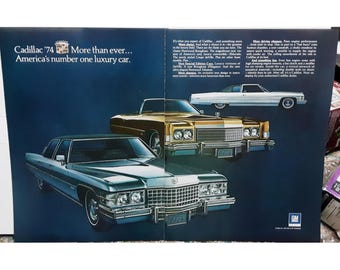 1973 Cadillac 1974 Model 2 Page Original Print Ad 70s