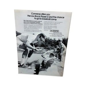 1972 Converse Lou Brock Baseball Camp Vintage Print Ad 70s