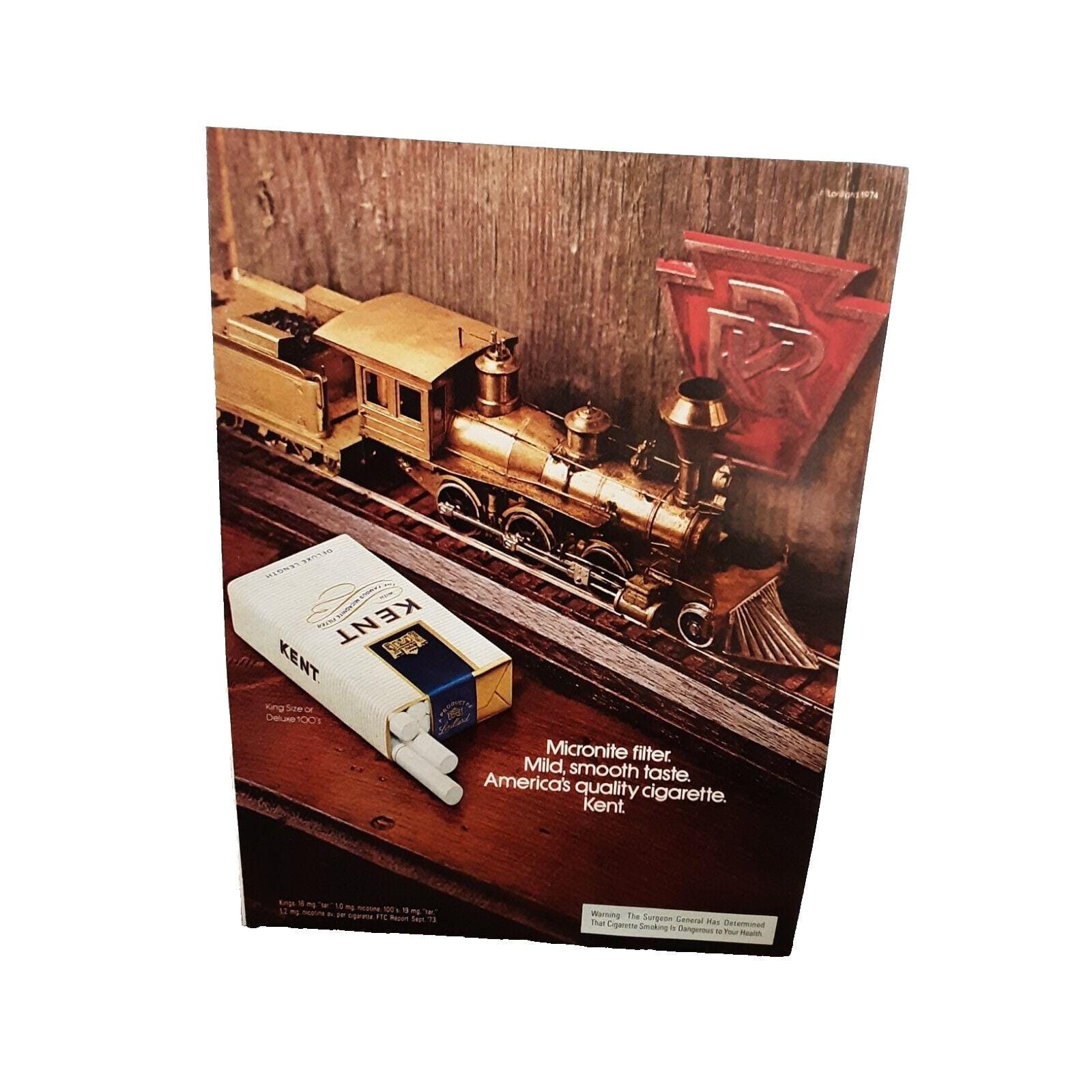 cigarettes steam 1974 Kent Cigarettes Pennsylvania Railroad Steam Engine Original Print Ad  70s