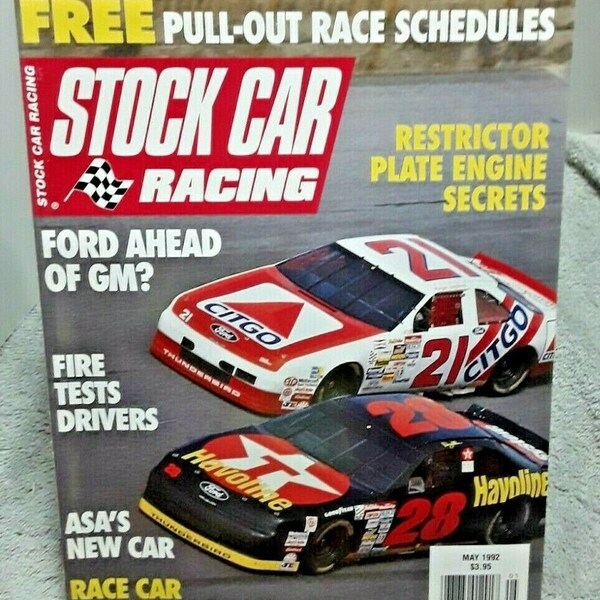 Stock Car Racing Magazine May 1992 Ford Stock Car Racing Plus Pull Out Race Schedule Insert vintage