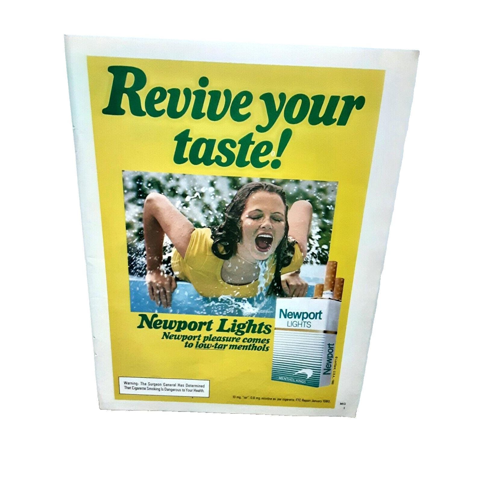 newport light cigarettes 1980 Newport Lights Cigarettes Revive Your Taste Woman Original print ad