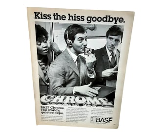 1982 BASF Pro II Chrome Cassette Tape Original Print Ad vintage 80s