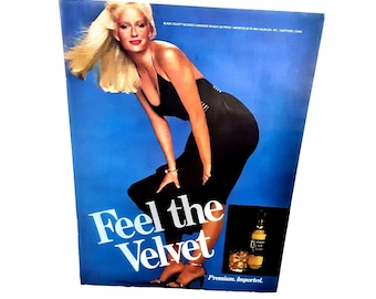 1981 Black Velvet Feel The Velvet Original Print Ad Vintage