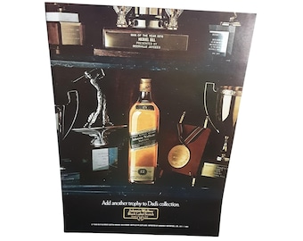 1981 Johnnie Walker Black Label Print Ad Trophy Scotch Whisky Advertisement