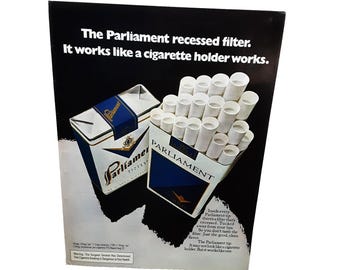 1973 Parliament Ad – Classic Recessed Filter Cigarette Promo Print  Advertisement