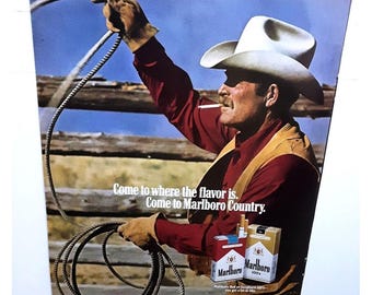 1979 Marlboro Cowboy With Rope Original Print Ad