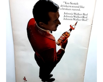 1967 Johnnie Walker Red Scotch Ad Vintage Print Ad 60s Original