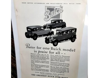 1927 Buick Print Ad vintage 20s General Motors