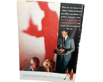 1961 Johnnie Walker Red Scotch Whiskey Vintage Print Ad 60s Original