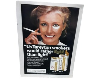 1970s Tareyton Cigarette Ad, Black Eye Brunette Print, Ready for Framing