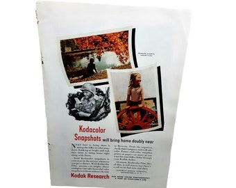 1945 Kodak Snapshots Kodacolor Original Print Ad 40s