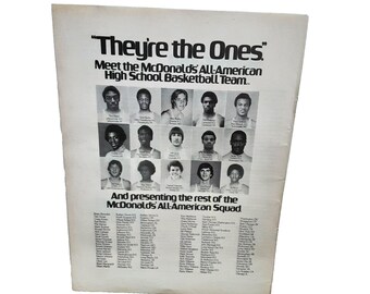 1977 McDonalds All American Team with Magic Johnson High School Print Ad 70s