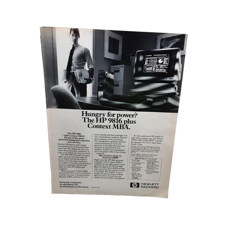 1983 Hewlett Packard HP 9816 Computer Advertisement Ad Hungry for Power ...