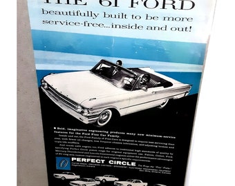 1961 Ford Galaxy Starliner Convertible Print Ad vintage 60s