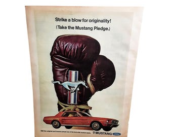 1967 Ford Mustang Vintage Car Ad Boxing Glove Mustang Pledge