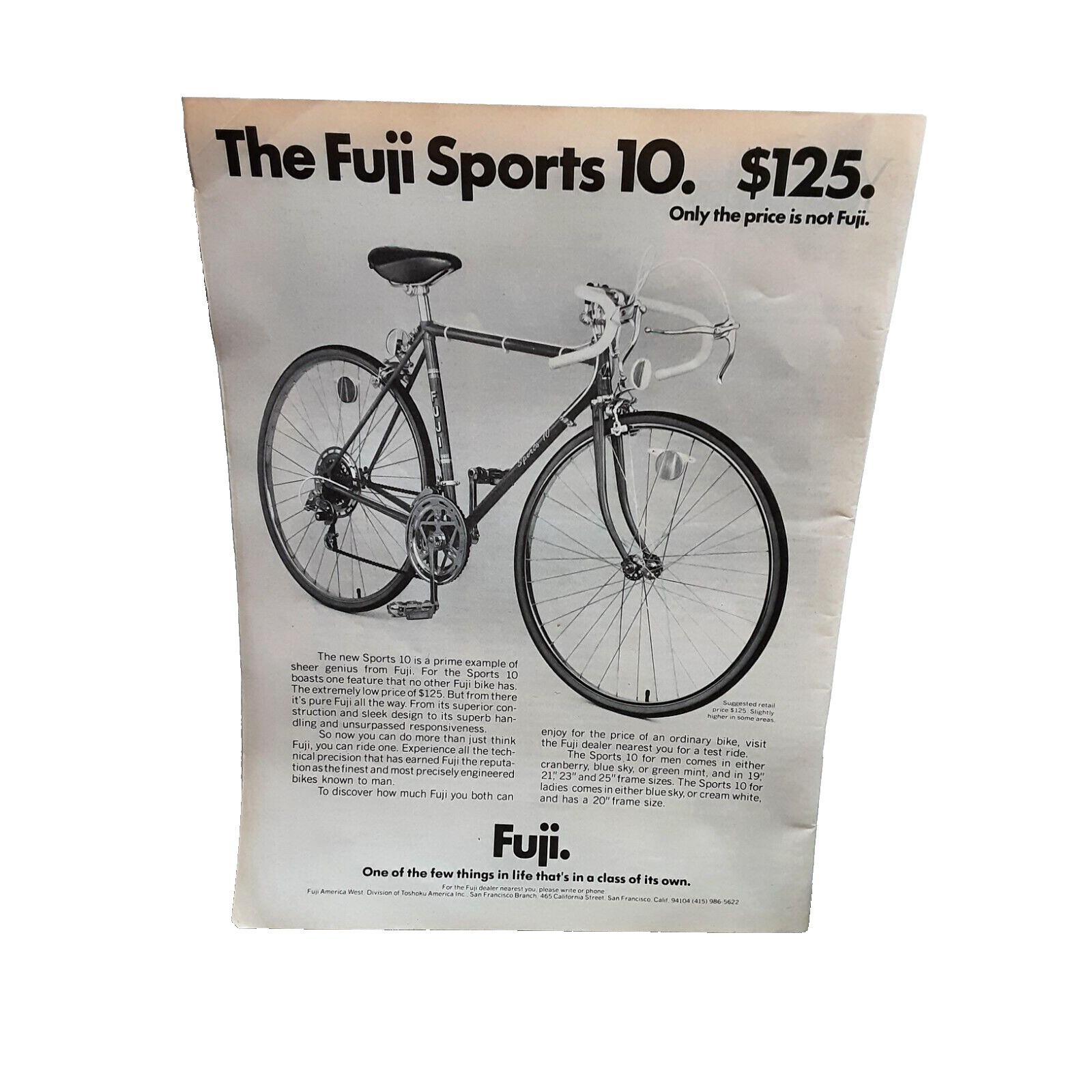 1975 Fuji Sports 10 Bicycle Bike Cycling Original Print Ad Vintage 