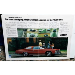 1973 Chevy Impala 1974 Model 2 Page Original Print Ad 70s