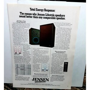 1978 Jensen LIfestyle Speaker System Original vintage print ad 70s