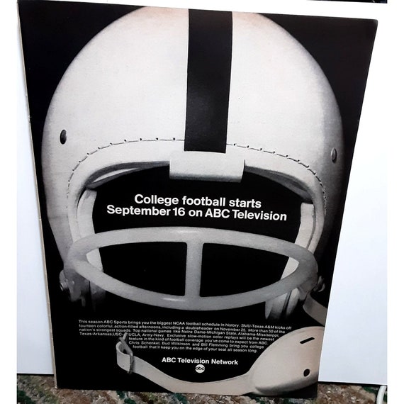 1967 football helmet New Orleans Saints Riddell NFL 2-Bar Pocket Pro Throwback WESTBROOKSPORTSCARDS 1967 ABC Television College Football