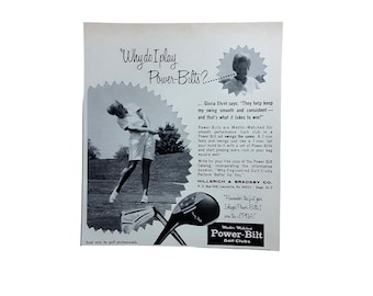 1967 Power-Bilt Golf Clubs Gloria Ehret Vintage Print Ad Mini Anuncio