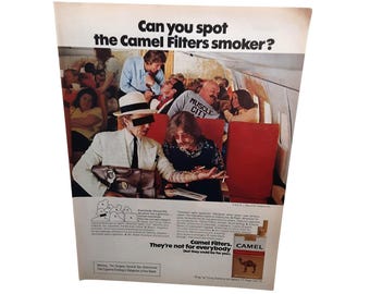 1974 Camel Filters Cigarettes Vintage Print Ad Retro Tobacco Advertising Original Advertisement