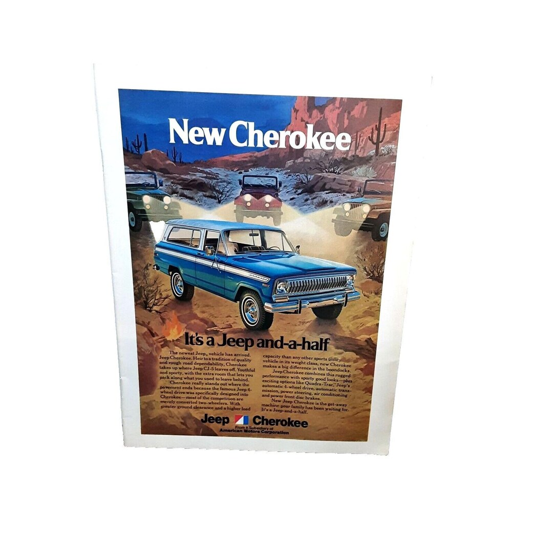 1974 Jeep Cherokee Blue Color Original Print Ad 70s - Etsy