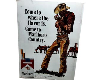 1967 Marlboro Country Cowboy Vintage Tobacco Wall Decor Ad Print