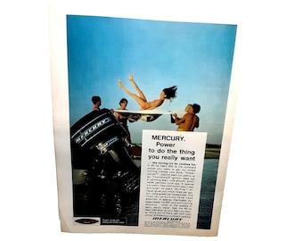1974 Mercury Outboard Motor Vintage Print Ad Water Fun Boating Retro