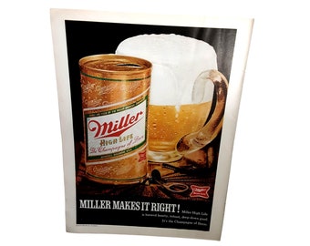 1970 Miller High Life Beer Champagne Of Beer Vintage Print Ad 70s
