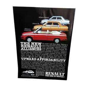 Original 1984 Renault Alliance DL/L Convertible Ad – Upward Affordability Print