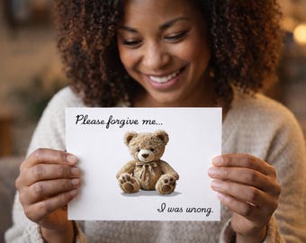 Teddy Bear Sorry Card - Please Forgive Me Apology Geeeting Card for Wife, Husband, Girlfriend or Boyfriend