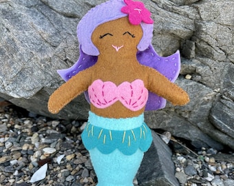 Mermaid Sewing Kit, Felt Mermaid Kit, Felt Doll Kit, Beginner Sewing Kit, DIY Sewing, Hand-Stitching - 'Aqua' Heidi Boyd