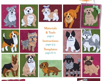 16 razze di cani, ornamenti in feltro, labrador, pastore tedesco, golden retriever, bulldog, beagle, yorkie, barboncino, husky, bassotto, corgi, carlino