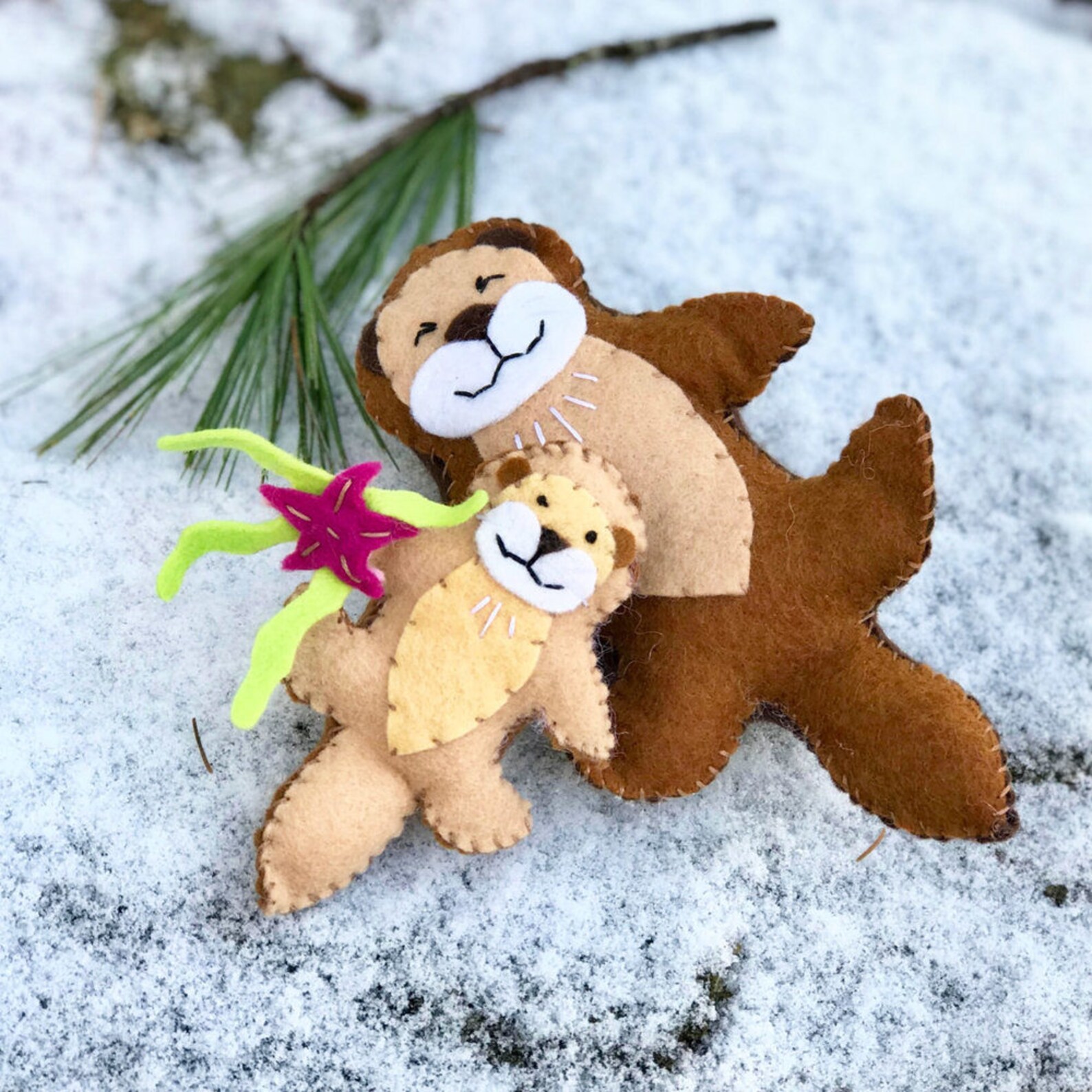 Otters Sewing Kit Felt Otter Ornaments Felt Animal craft Etsy