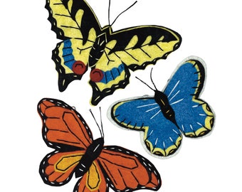 Swallowtail, Monarch and Karner Blue Ornaments, Butterfly Ornament Kit, Swallowtail Butterfly, Monarch Butterfly, Felt Butterfly Kit