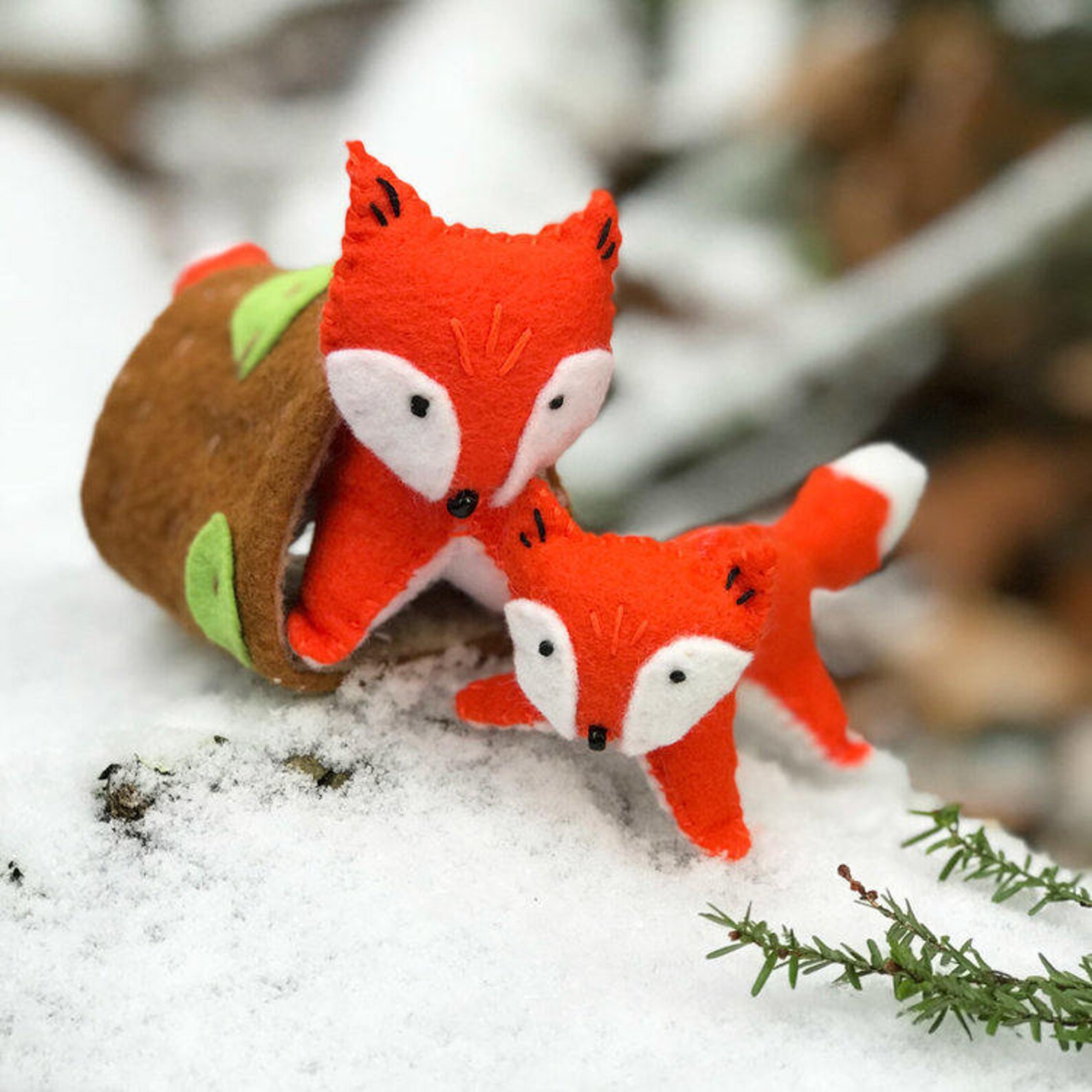 Foxes Sewing Kit Felt Fox Craft Kit Orange Foxes with Tree Etsy