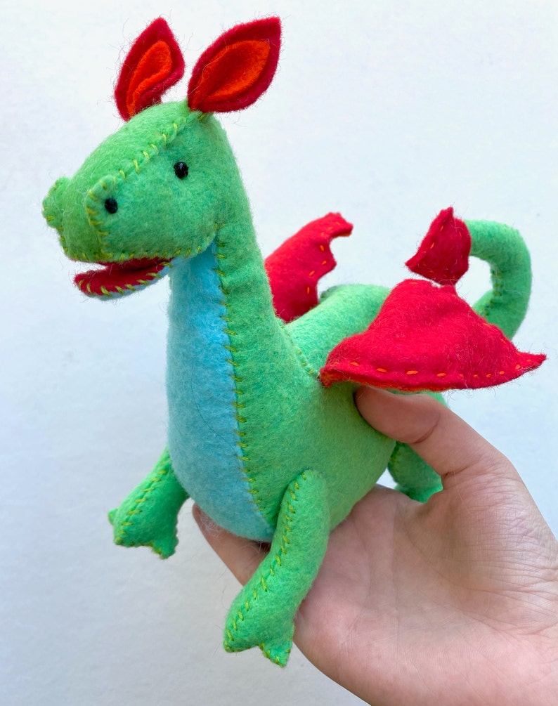 Dragon Sewing Kit, Dragon Craft Kit, Felt Dragon, Dragon Ornament, Beginner Sewing Kit, DIY Sewing, Hand Stitching, Dragon Softie image 2