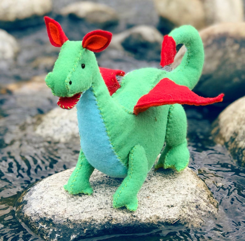 Dragon Sewing Kit, Dragon Craft Kit, Felt Dragon, Dragon Ornament, Beginner Sewing Kit, DIY Sewing, Hand Stitching, Dragon Softie image 1