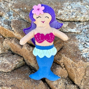 Mermaid Sewing Kit, Felt Mermaid Kit, Felt Doll Kit, Beginner Sewing Kit, DIY Sewing, Hand-Stitching - 'Bubbles' Heidi Boyd